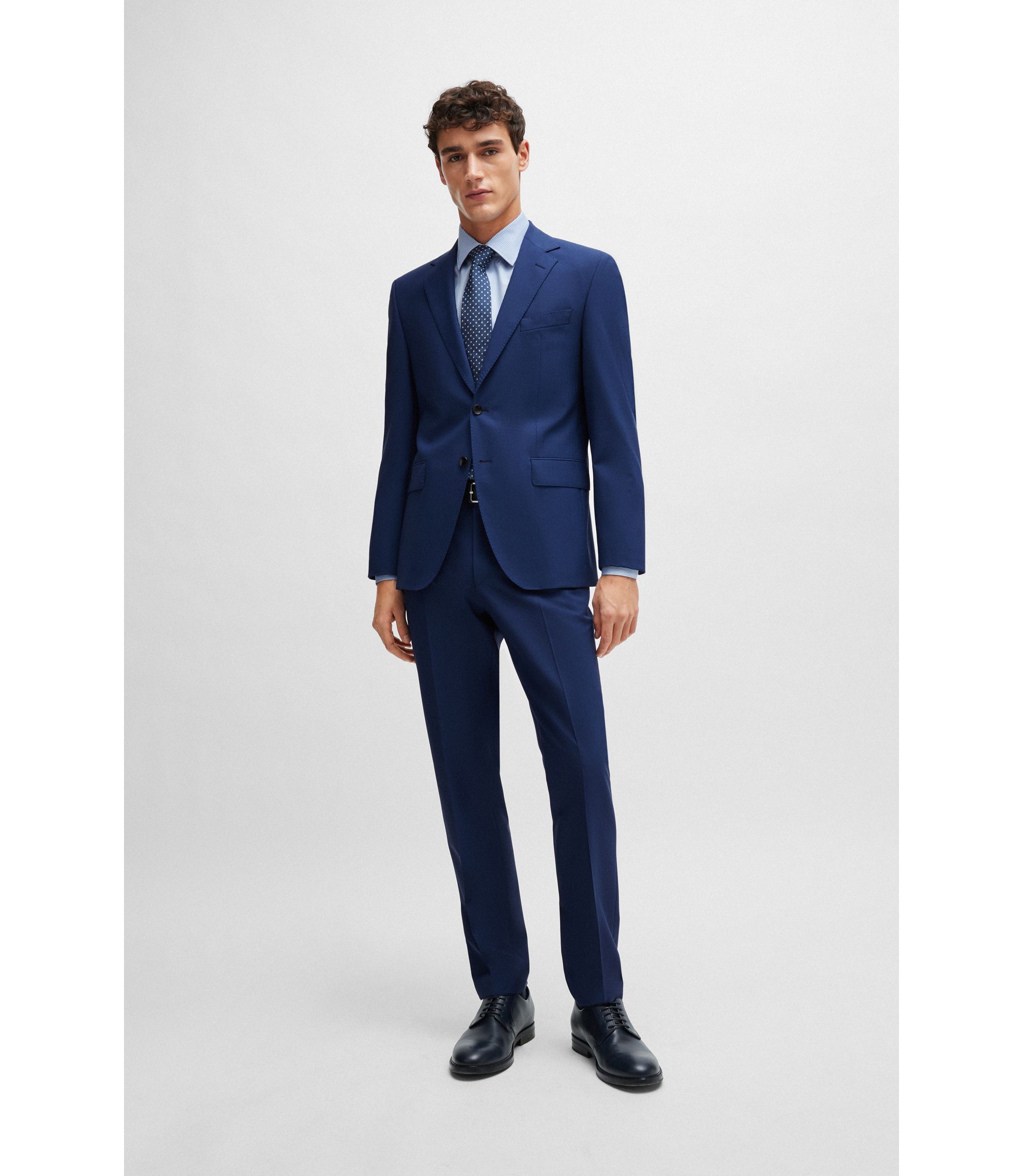 BOSS - スリムフィットジャケット ストレッチウール - ブルー