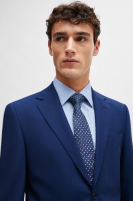 Slim-fit jacket in stretch wool, Blue