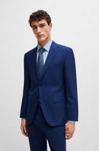 Regular-fit suit jacket in stretch virgin wool, Blue