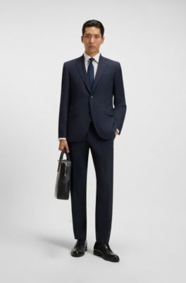 Slim-fit colbert van stretchwol, Blauw