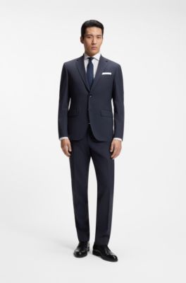 Giubbotto slim fit in lana elasticizzata, Blu