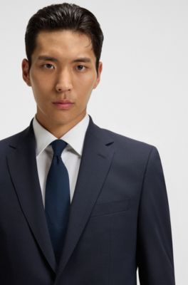 Slim-fit jacket in stretch wool, Blue
