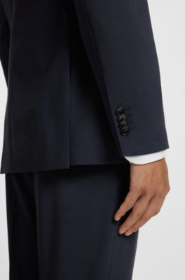 Slim-fit jacket in stretch wool, Blue