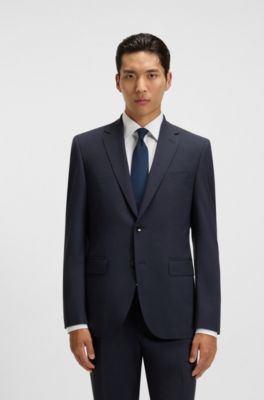 Chaqueta slim fit en lana el&aacute;stica, Azul