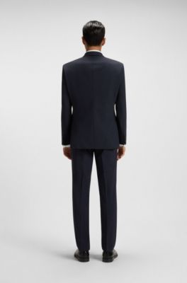 Chaqueta slim fit en lana el&aacute;stica, Azul