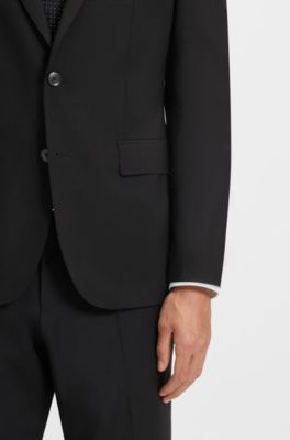 Single-breasted jacket in a wool blend, Black