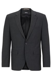 Single-breasted jacket in a wool blend, Dark Grey