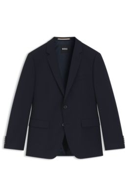 Single-breasted jacket in a wool blend, Dark Blue