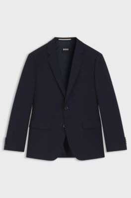 Single-breasted jacket in a wool blend, Dark Blue