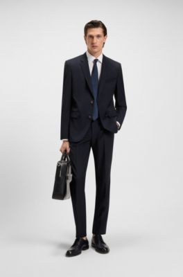 Single-breasted jacket in a wool blend, Dark Blue