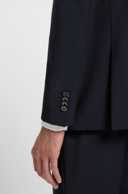 Single-breasted jacket in a wool blend, Dark Blue