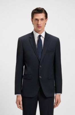 Giacca monopetto in misto lana, Blu scuro