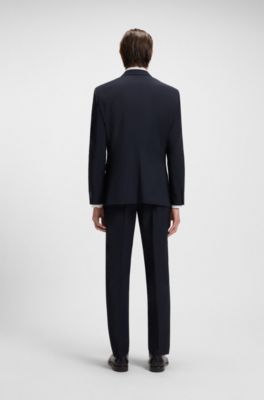 Single-breasted jacket in a wool blend, Dark Blue