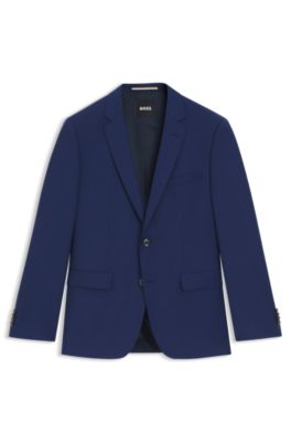 Single-breasted jacket in a wool blend, Blue