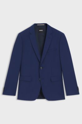 Single-breasted jacket in a wool blend, Blue