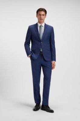 Single-breasted jacket in a wool blend, Blue