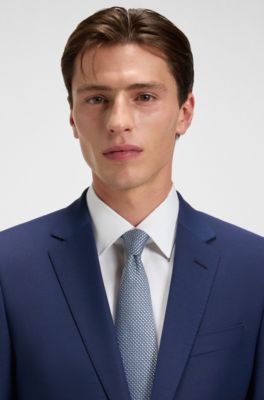 Single-breasted jacket in a wool blend, Blue