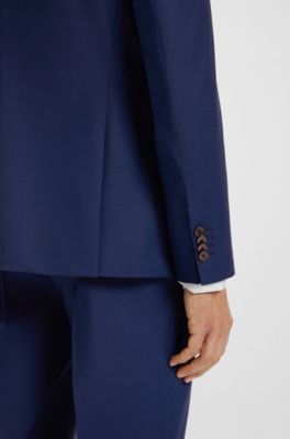 Single-breasted jacket in a wool blend, Blue