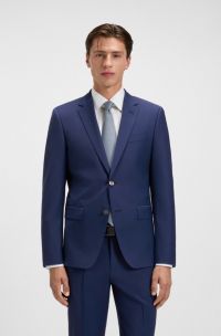 Colbert van een wolmix met één rij knopen, Blauw