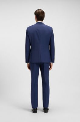 Single-breasted jacket in a wool blend, Blue