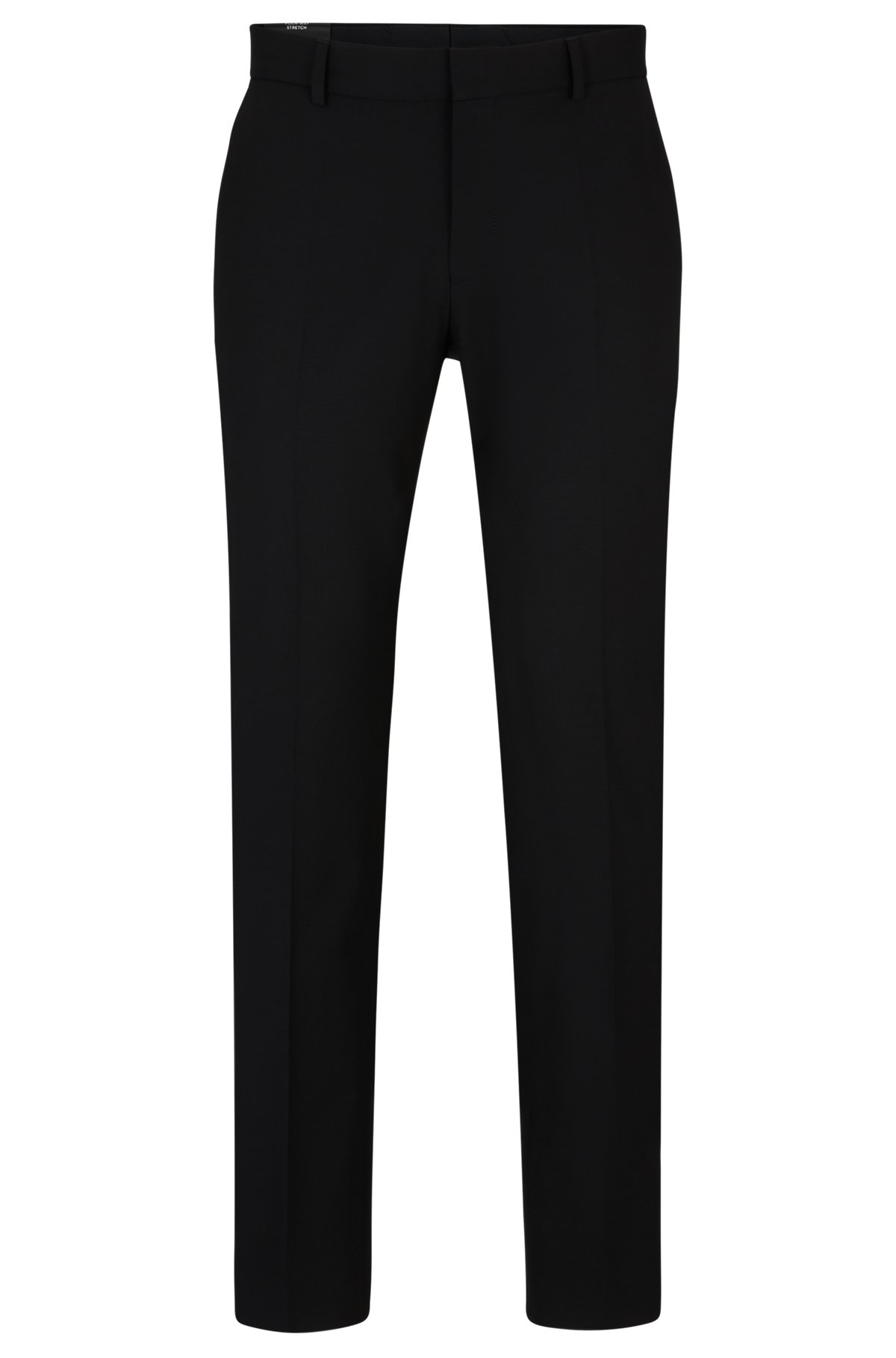 Slim-fit trousers in stretch virgin wool, Black