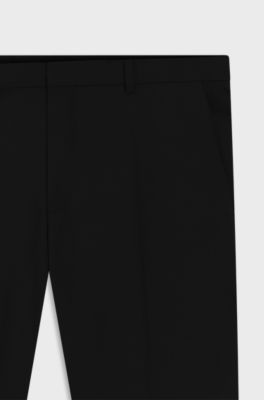 Slim-fit trousers in stretch wool, Black