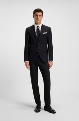 Pantaloni slim fit in mohair elasticizzato, Nero