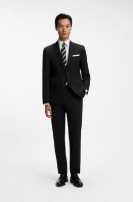 Slim-fit trousers in stretch wool, Black