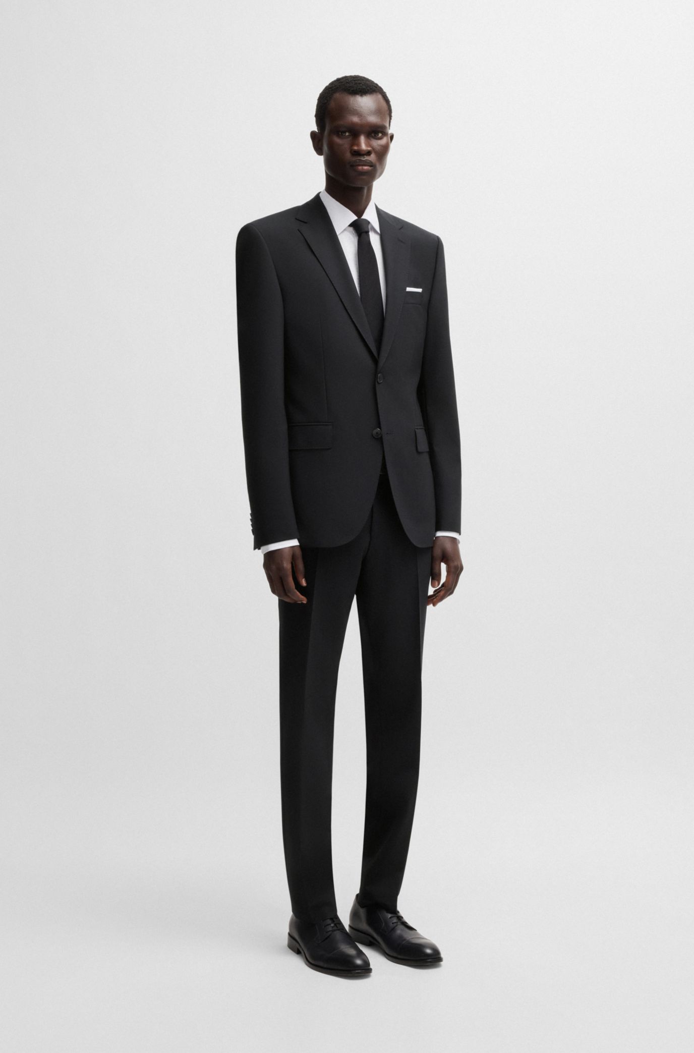BOSS スリムフィットパンツ ストレッチバージンウール BOSS - スリムフィットパンツ ストレッチバージンウール - ブラック