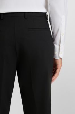 スリムフィットパンツ ストレッチウール, ブラック