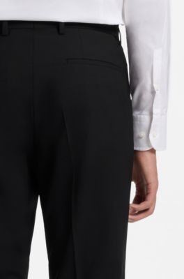 Slim-fit trousers in stretch wool, Black