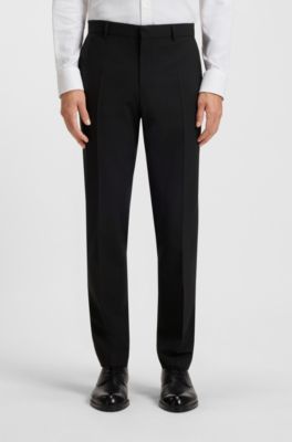Slim-fit trousers in stretch wool, Black