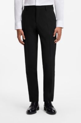 Slim-fit trousers in stretch wool, Black