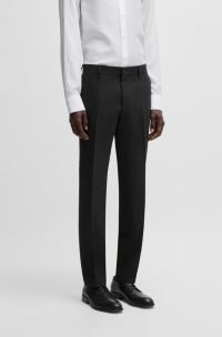 Pantalon Slim en laine vierge stretch, Noir