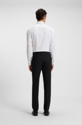 Slim-fit trousers in stretch wool, Black