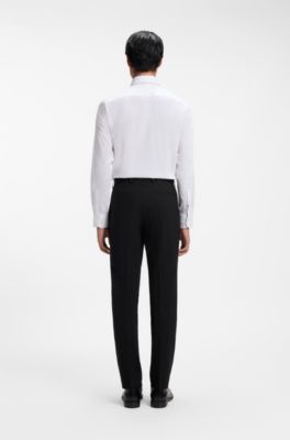 Slim-fit trousers in stretch wool, Black