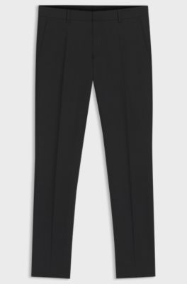 Slim-fit trousers in stretch wool, Dark Grey
