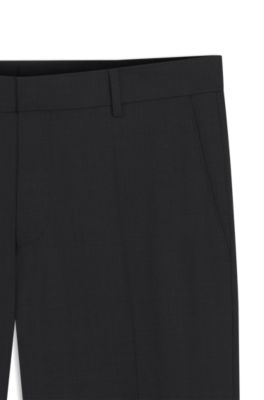 Slim-fit trousers in stretch wool, Dark Grey