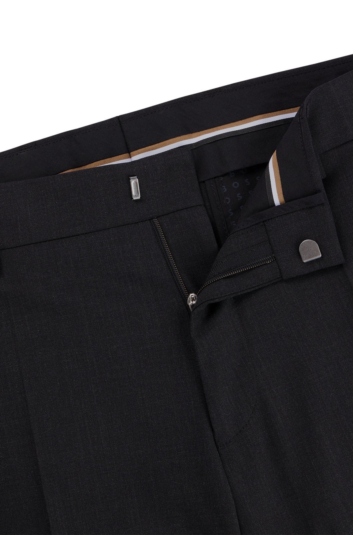 Slim-fit trousers in stretch virgin wool, Dark Grey