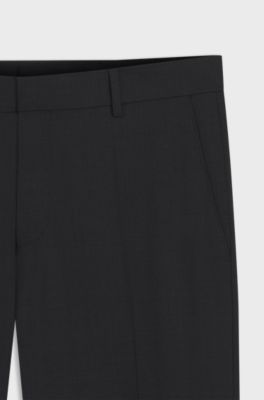 Slim-fit trousers in stretch wool, Dark Grey