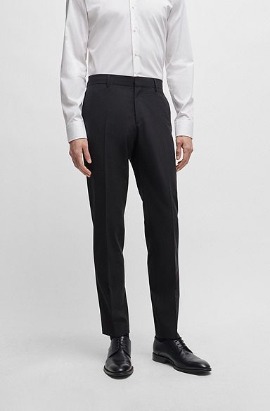 Slim-fit trousers in stretch virgin wool, Dark Grey