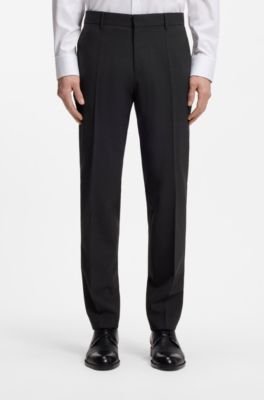 Slim-fit trousers in stretch wool, Dark Grey
