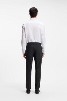 Slim-fit trousers in stretch wool, Dark Grey