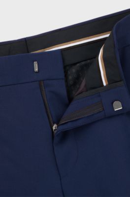 Slim-fit broek van stretchwol, Blauw