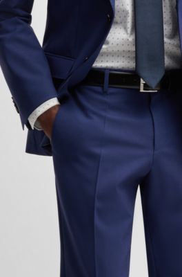 Slim-fit trousers in stretch wool, Blue