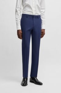 Slim-fit broek van scheerwol met stretch, Blauw