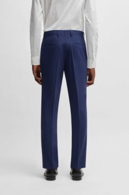 Slim-fit trousers in stretch wool, Blue