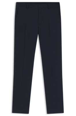 Slim-fit broek van stretchwol, Donkerblauw