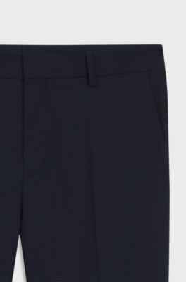 Slim-fit broek van stretchwol, Donkerblauw