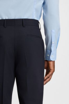 Slim-fit broek van stretchwol, Donkerblauw